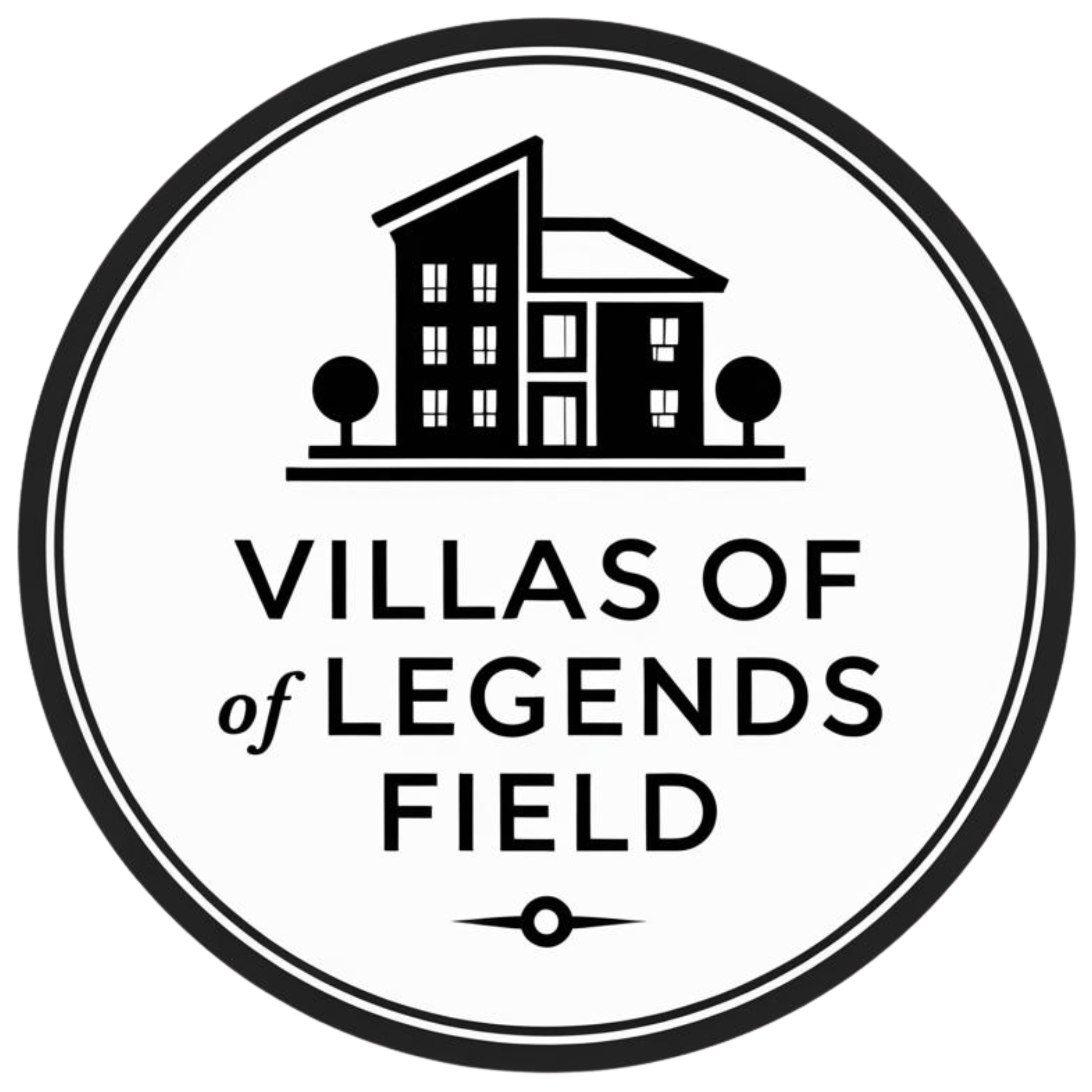 A black and white logo for the Villas of Legends Field.